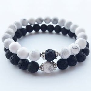 Lava Volcanic/Howlite Stone Bead Bracelet